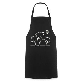 Tropical palm trees in sunset - Cooking Apron - black - Front - AI Model Male 185 dark (185cm)