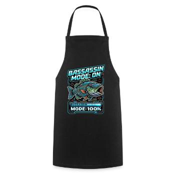 Bassassin Mode On Fishing Mode 100 Percent - Cooking Apron - black - Front - AI Model Male 185 dark (185cm)