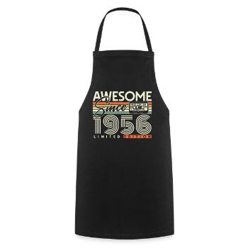 70e anniversaire 1956 Vintage Born Retro - Tablier de cuisine - noir - Devant - AI Model Male 185 dark (185cm)