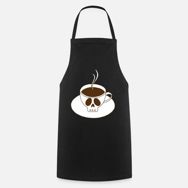 Crâne et tasse de café - Tablier de cuisine - noir