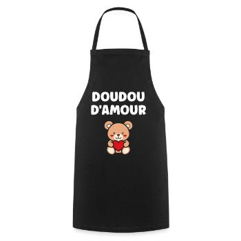 Doudou d'Amour Teddy Coeur Rouge - Tablier de cuisine - noir - Devant - AI Model Male 185 dark (185cm)