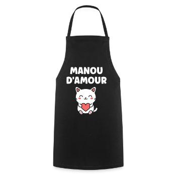 Manou d'Amour: Chat Coeur - Tablier de cuisine - noir - Devant - AI Model Male 185 dark (185cm)