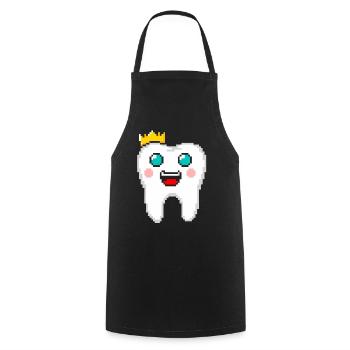 Royal Tooth with Crown Pixel Art - Cooking Apron - black - Front - AI Model Male 185 dark (185cm)