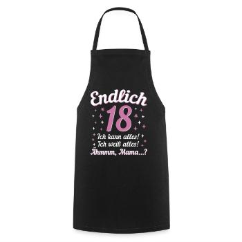 Enfin 18 ans, je peux tout faire, je sais tout, tout - Tablier de cuisine - noir - Devant - AI Model Male 185 dark (185cm)
