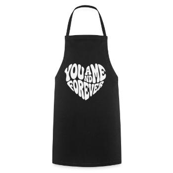 Pour toujours ensemble - Valentine White Retro Heart - Tablier de cuisine - noir - Devant - AI Model Male 185 dark (185cm)