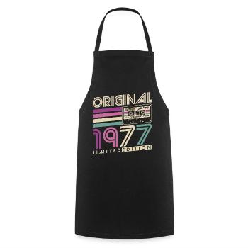 Cadeau d’anniversaire Born Vintage 1977 - Tablier de cuisine - noir - Devant - AI Model Male 185 dark (185cm)