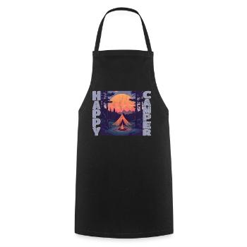 Campeur heureux - Tablier de cuisine - noir - Devant - AI Model Male 185 dark (185cm)