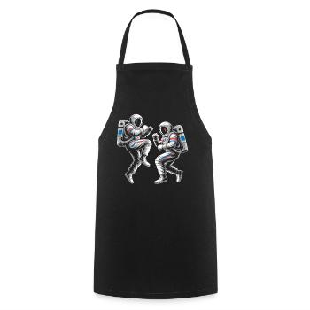 Astronauten-Duelle im Retro-Stil - Kochschürze - Schwarz - Vorne - AI Model Male 185 dark (185cm)