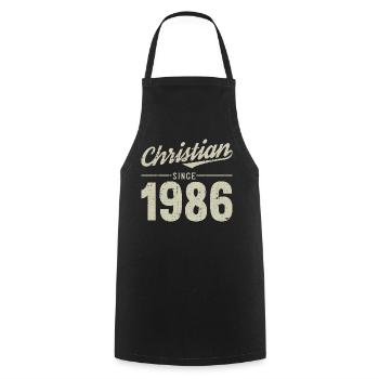 Christian style since 1986 - Cooking Apron - black - Front - AI Model Male 185 dark (185cm)