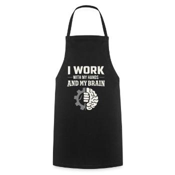 workers who are trained as welders and - Cooking Apron - black - Front - AI Model Male 185 dark (185cm)