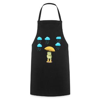 Frosch mit Regenschirm im Regen - Kochschürze - Schwarz - Vorne - AI Model Male 185 dark (185cm)