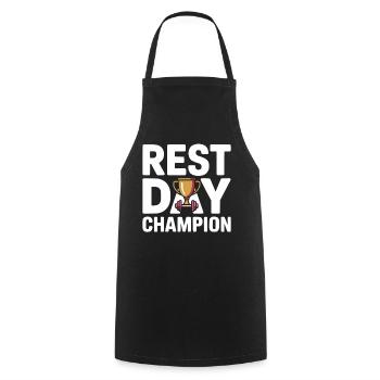 Rest Day Champion Fitness Humor - Kochschürze - Schwarz - Vorne - AI Model Male 185 dark (185cm)