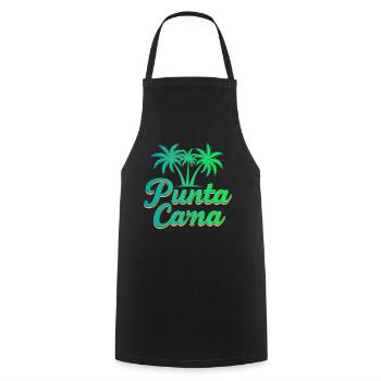 Punta Cana Karibik Urlaub mit Palmen - Kochschürze - Schwarz - Vorne - AI Model Male 185 dark (185cm)