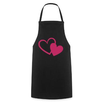 Valentine's Day Heart Red Gift Valentine's Day - Cooking Apron - black - Front - AI Model Male 185 dark (185cm)
