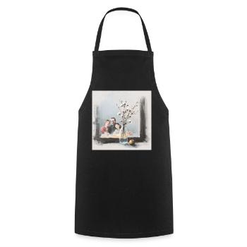 Family breakfast - Cooking Apron - black - Front - AI Model Male 185 dark (185cm)