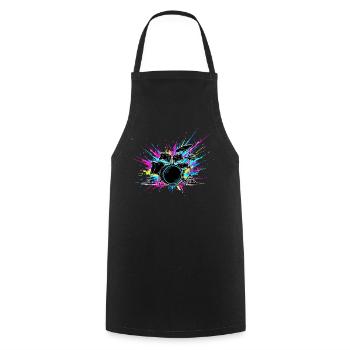 Des tambours colorés - Tablier de cuisine - noir - Devant - AI Model Male 185 dark (185cm)