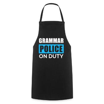 Grammar police in action - Cooking Apron - black - Front - AI Model Male 185 dark (185cm)