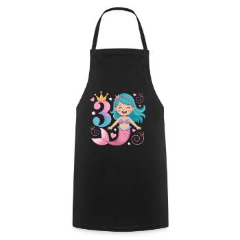 Mermaid 3rd Birthday 3 Years - Cooking Apron - black - Front - AI Model Male 185 dark (185cm)
