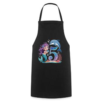 5e anniversaire de la Sirène 5 ans - Tablier de cuisine - noir - Devant - AI Model Male 185 dark (185cm)