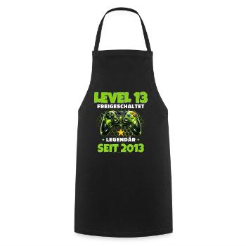 Maillot joueur du 13e anniversaire Niveau 13 débloqué - Tablier de cuisine - noir - Devant - AI Model Male 185 dark (185cm)