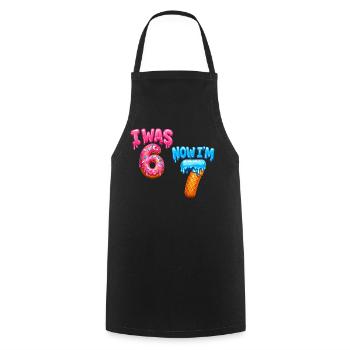 7th Birthday Boy 7 Years Old, I Was 6 Now In 7 - Cooking Apron - black - Front - AI Model Male 185 dark (185cm)