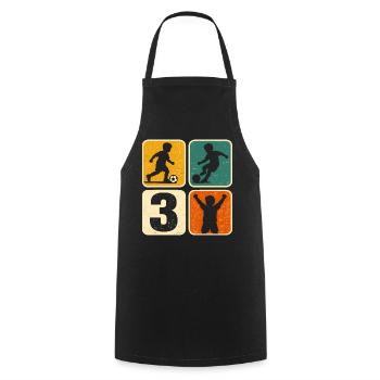 3 Football Birthday Boy 3 Years Ball - Cooking Apron - black - Front - AI Model Male 185 dark (185cm)