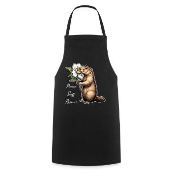 Marmot: Break, sniff, carry on - Cooking Apron - black - Front - AI Model Male 185 dark (185cm)