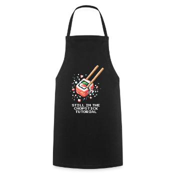 Still in the chopstick tutorial | Sushi Beginners - Cooking Apron - black - Front - AI Model Male 185 dark (185cm)