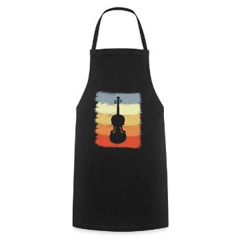 Vintage Violin Sketch - Cooking Apron - black - Front - AI Model Male 185 dark (185cm)