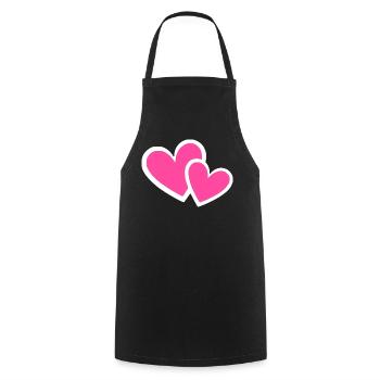 Valentinstag Pink Heart, Valentinstag - Kochschürze - Schwarz - Vorne - AI Model Male 185 dark (185cm)