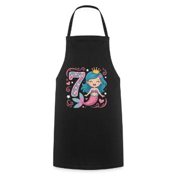 Sirène 7e ans - Tablier de cuisine - noir - Devant - AI Model Male 185 dark (185cm)