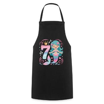 Sirène 7e ans - Tablier de cuisine - noir - Devant - AI Model Male 185 dark (185cm)