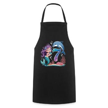 Sirène 7e ans - Tablier de cuisine - noir - Devant - AI Model Male 185 dark (185cm)