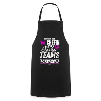 Chefin dieses Starken Teams Chefin Geschenke - Cooking Apron - black - Front - AI Model Male 185 dark (185cm)