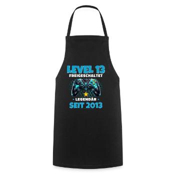 Maillot joueur du 13e anniversaire Niveau 13 débloqué - Tablier de cuisine - noir - Devant - AI Model Male 185 dark (185cm)