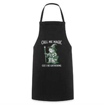 Call me Magic cuz I be Gathering – Frog Wizard - Cooking Apron - black - Front - AI Model Male 185 dark (185cm)