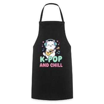 K-Pop AND CHILL Niedliche koreanische Musik-Anime-Katze - Kochschürze - Schwarz - Vorne - AI Model Male 185 dark (185cm)