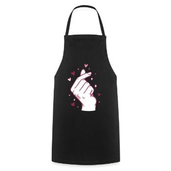 Kpop Musique coréenne Doigts mignons Cœur Amour Corée - Tablier de cuisine - noir - Devant - AI Model Male 185 dark (185cm)