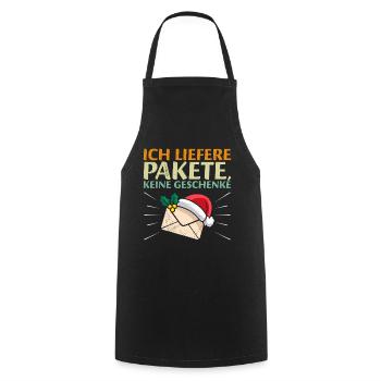 Briefträger LIEFERE PAKETE KEINE GESCHENKE - Kochschürze - Schwarz - Vorne - AI Model Male 185 dark (185cm)
