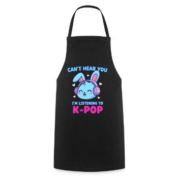 Je ne t’entends pas, j’écoute du K-Pop Bunny coréen - Tablier de cuisine - noir - Devant - AI Model Male 185 dark (185cm)