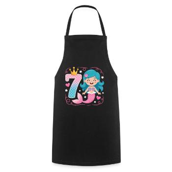 Sirène 7e ans - Tablier de cuisine - noir - Devant - AI Model Male 185 dark (185cm)