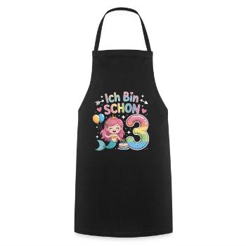 I'm already 3 Mermaid Birthday - Cooking Apron - black - Front - AI Model Male 185 dark (185cm)