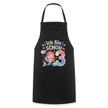 I'm already 3 Mermaid Birthday - Cooking Apron - black - Front - AI Model Male 185 dark (185cm)