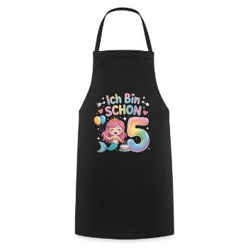 I'm already 5 Mermaid Birthday - Cooking Apron - black - Front - AI Model Male 185 dark (185cm)