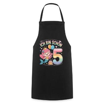 I'm already 5 Mermaid Birthday - Cooking Apron - black - Front - AI Model Male 185 dark (185cm)