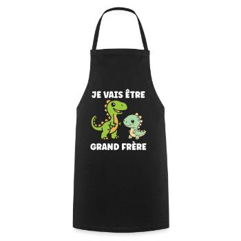 Grand Frère Dino: Je Vais Bientôt - Tablier de cuisine - noir - Devant - AI Model Male 185 dark (185cm)