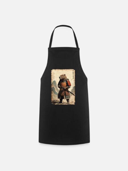 Samurai, Capybara, Japanische Kunst, Anime - Kochschürze - Schwarz