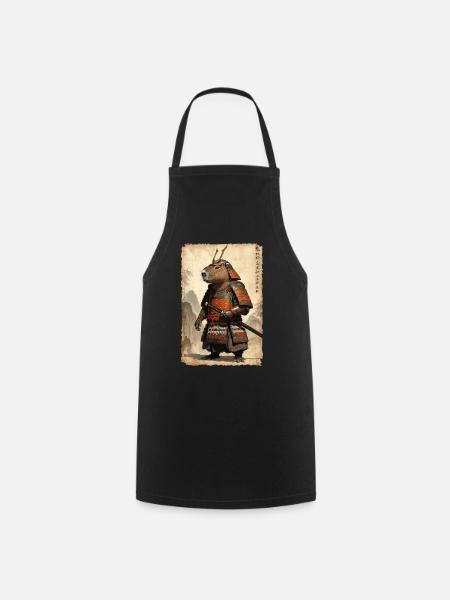 Samurai, Capybara, Japanische Kunst, Anime - Kochschürze - Schwarz