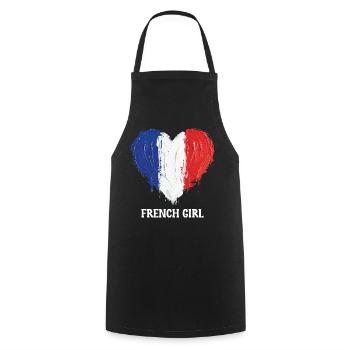 Football de football féminin de cœur français - Tablier de cuisine - noir - Devant - AI Model Male 185 dark (185cm)
