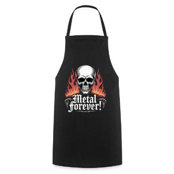 Metal Forever Skull Flame - Cooking Apron - black - Front - AI Model Male 185 dark (185cm)